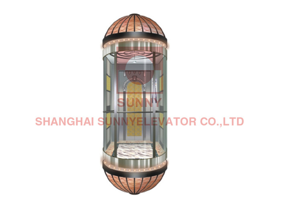 Trang trí thang máy toàn cảnh bằng thép không gỉ 1.0m / S với lan can ống đơn