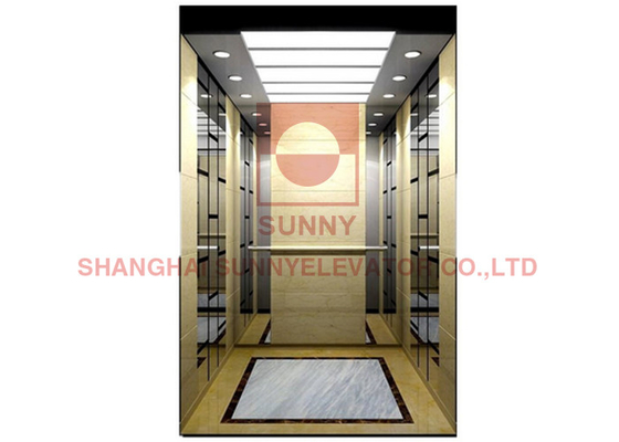 500kg Titanium Mirror Etching Stainless Steel Passenger Villa Thang máy với chất lượng tốt