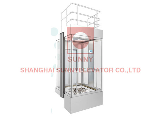 CE 3500lbs Bên ngoài Panoramic Thang máy thủy tinh thương mại Thang máy nâng Trung tâm Cửa mở