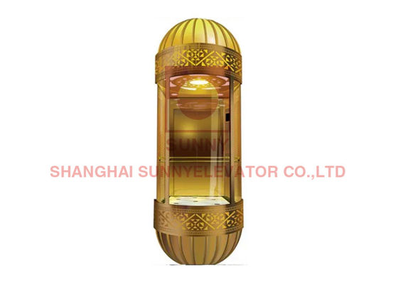 Sàn PVC Hình bán nguyệt 1000kg VVVF Thang máy bằng kính toàn cảnh với cửa mở trung tâm